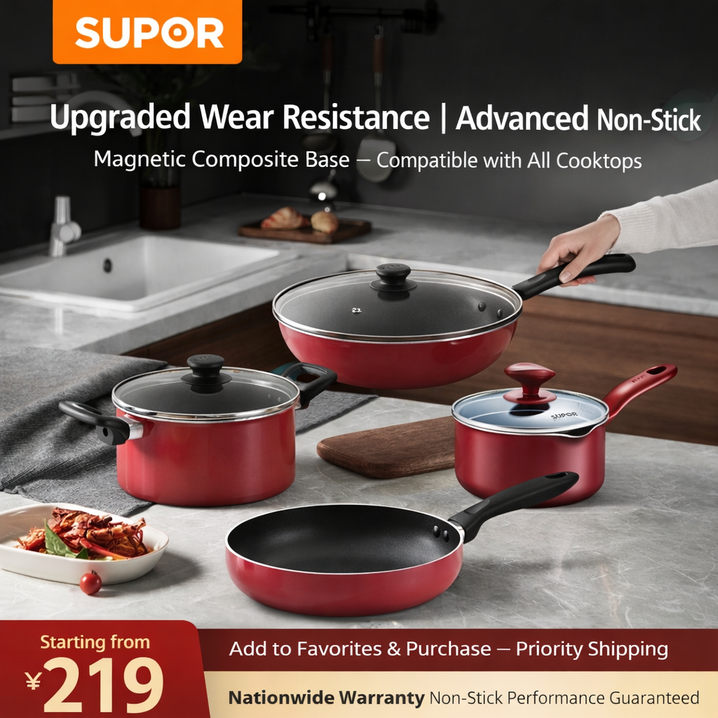 SUPOR UT-SP-003 Non-Stick Cookware Set - 5 Piece Pots & Pans | Gas & Induction Compatible