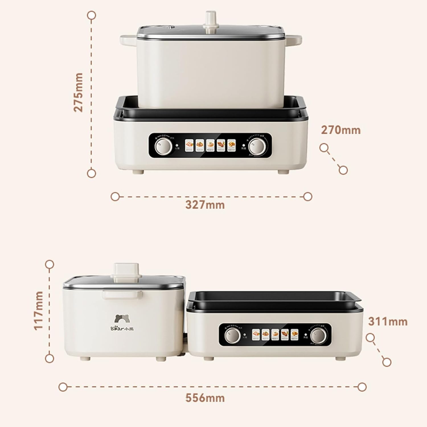 TechBear 2-in-1 Folding Electric Grill & Hot Pot 2100W - Korean BBQ & Shabu Shabu | 4L Capacity