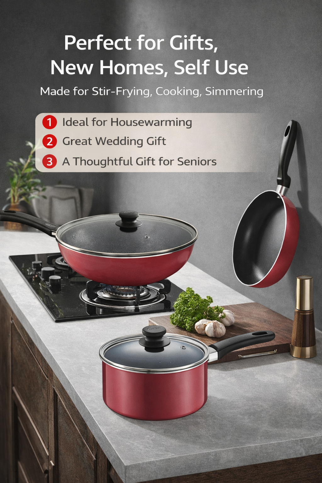 SUPOR UT-SP-003 Non-Stick Cookware Set - 5 Piece Pots & Pans | Gas & Induction Compatible