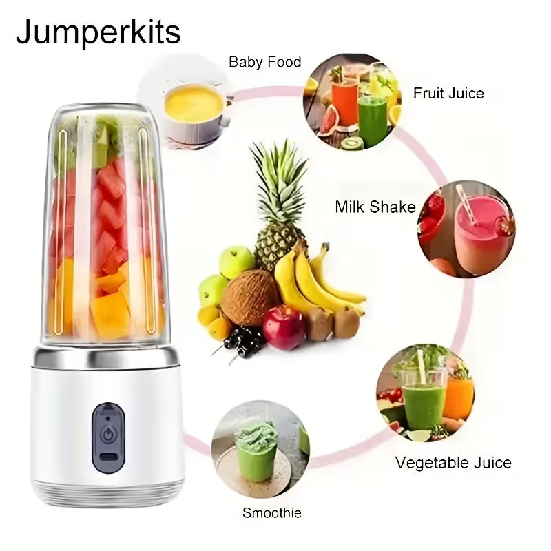 Jumperkits Mini Portable Blender - USB Rechargeable Double Cup Juicer | 300ml