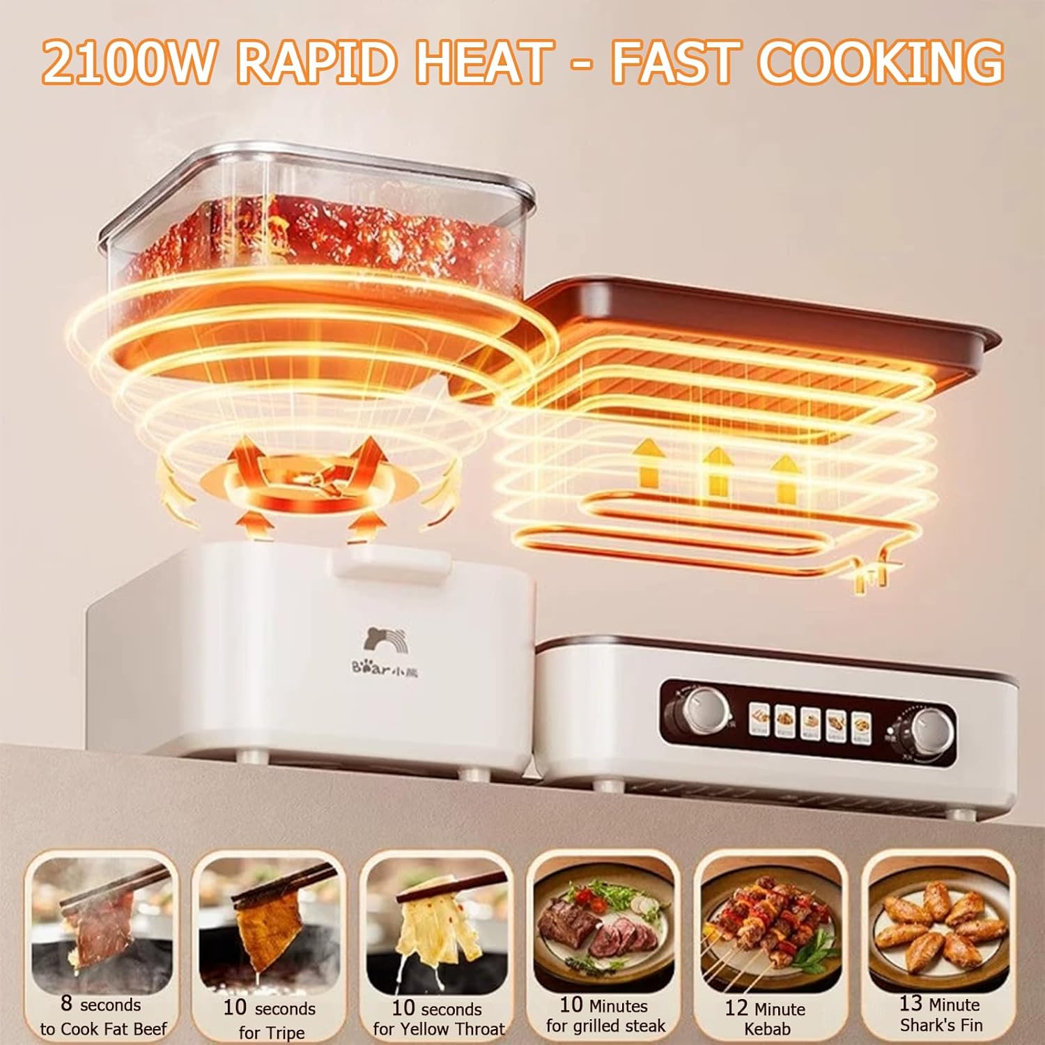 TechBear 2-in-1 Folding Electric Grill & Hot Pot 2100W - Korean BBQ & Shabu Shabu | 4L Capacity