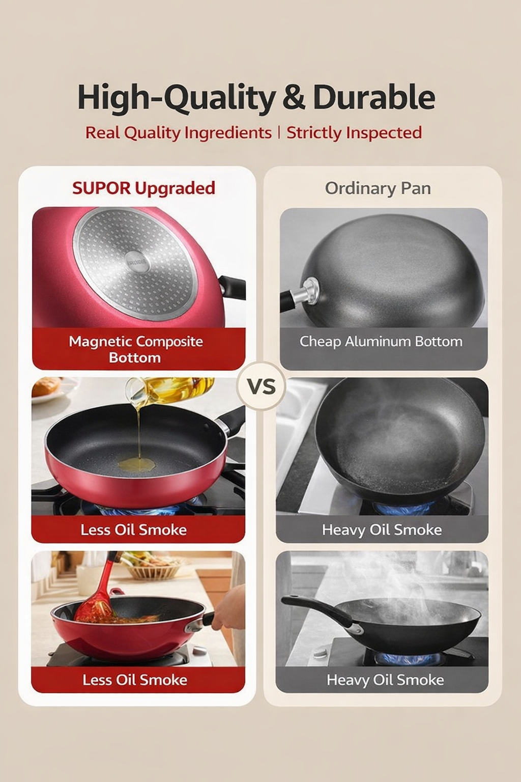 SUPOR Upgraded 4-Piece Non-Stick Cookware Set | Induction & Gas Compatible