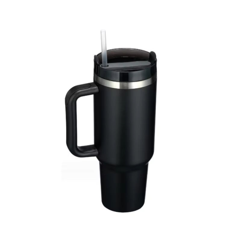 40oz Stainless Steel Vacuum Tumbler with Handle - 12 Hour Insulation | Travel Coffee Mug