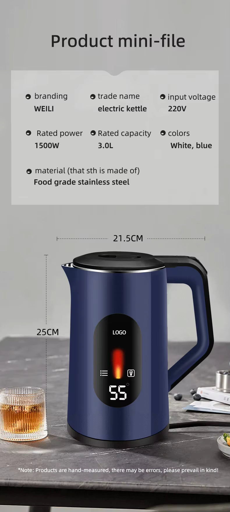 Smart Electric Kettle with Temperature Control - 24H Keep Warm | LED Display | 55dB Quiet | Ghana