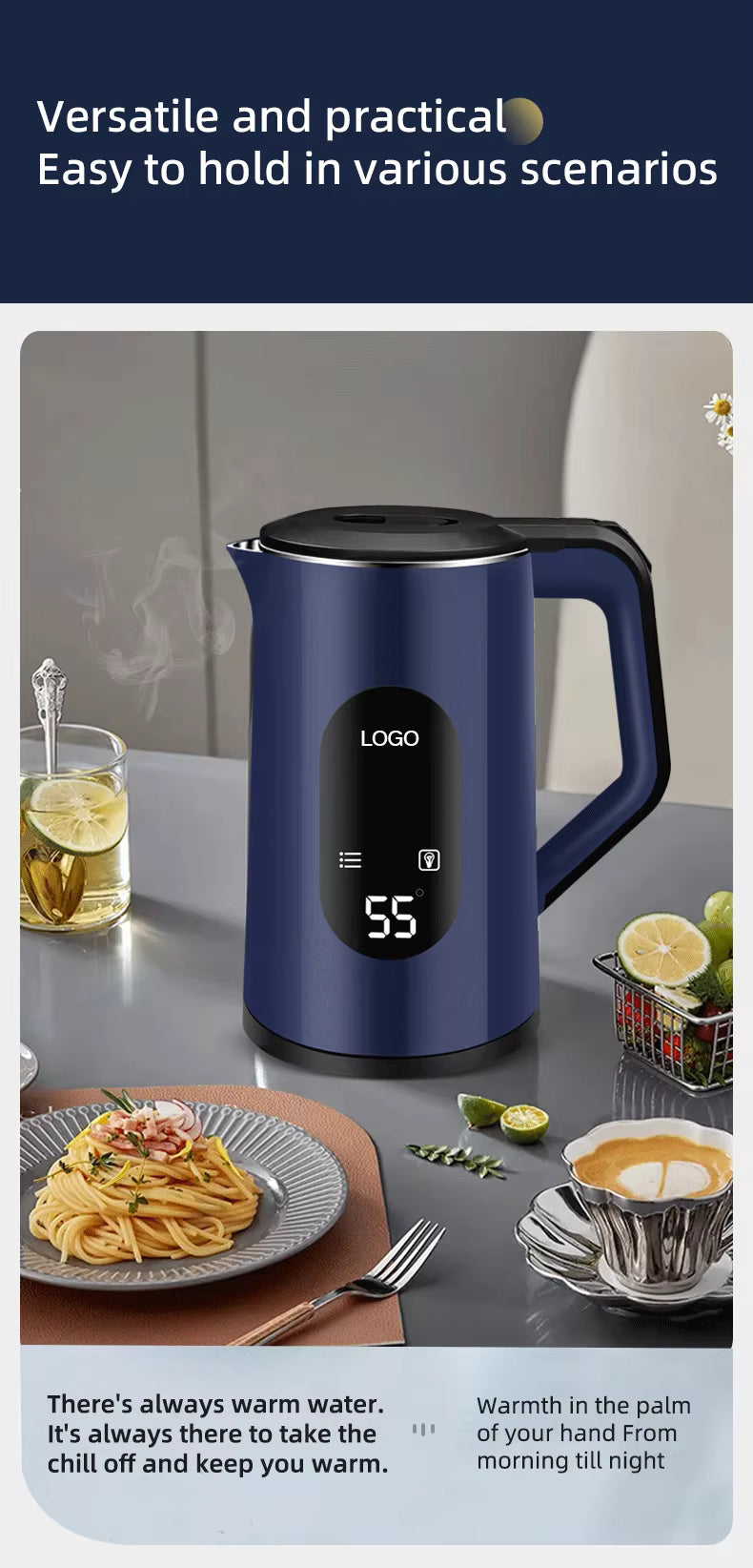 Smart Electric Kettle with Temperature Control - 24H Keep Warm | LED Display | 55dB Quiet | Ghana