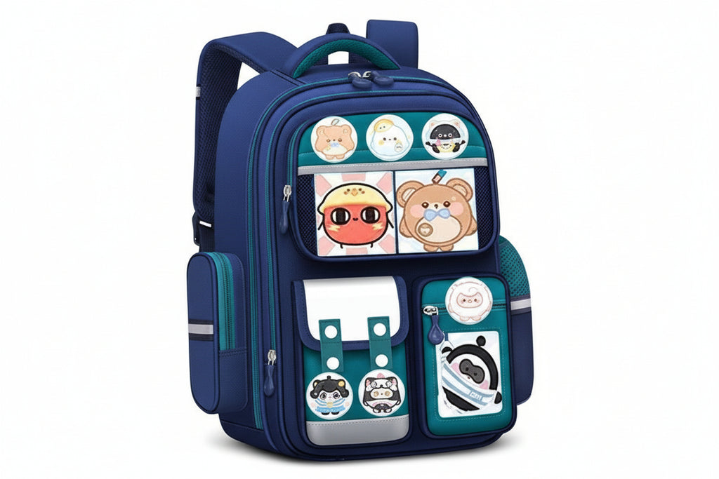 Cute Character Kids School Backpack - Oversized Capacity with Matching Accessories