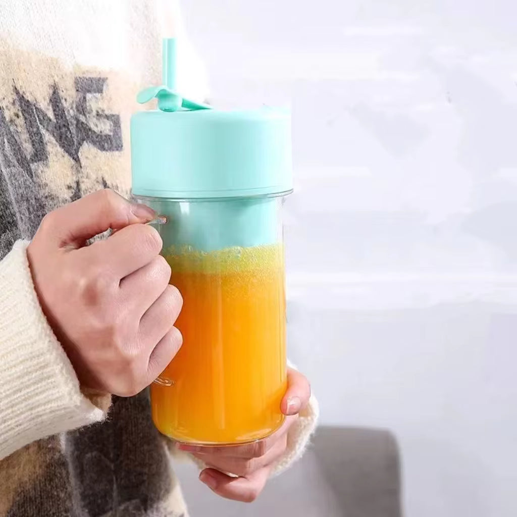 Portable Mini Juicer Blender 420ml - USB Rechargeable with Straw | 22000 RPM Low Noise | Ghana