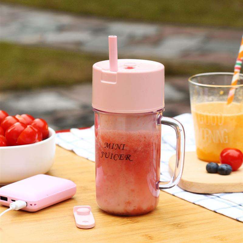 Portable Mini Juicer Blender 420ml - USB Rechargeable with Straw | 22000 RPM Low Noise | Ghana