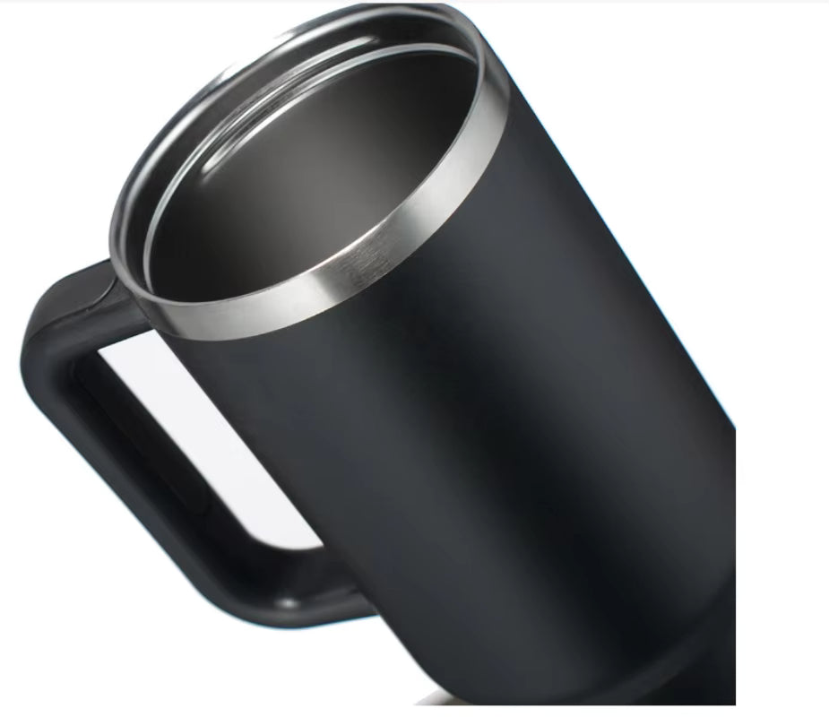 40oz Stainless Steel Vacuum Tumbler with Handle - 12 Hour Insulation | Travel Coffee Mug
