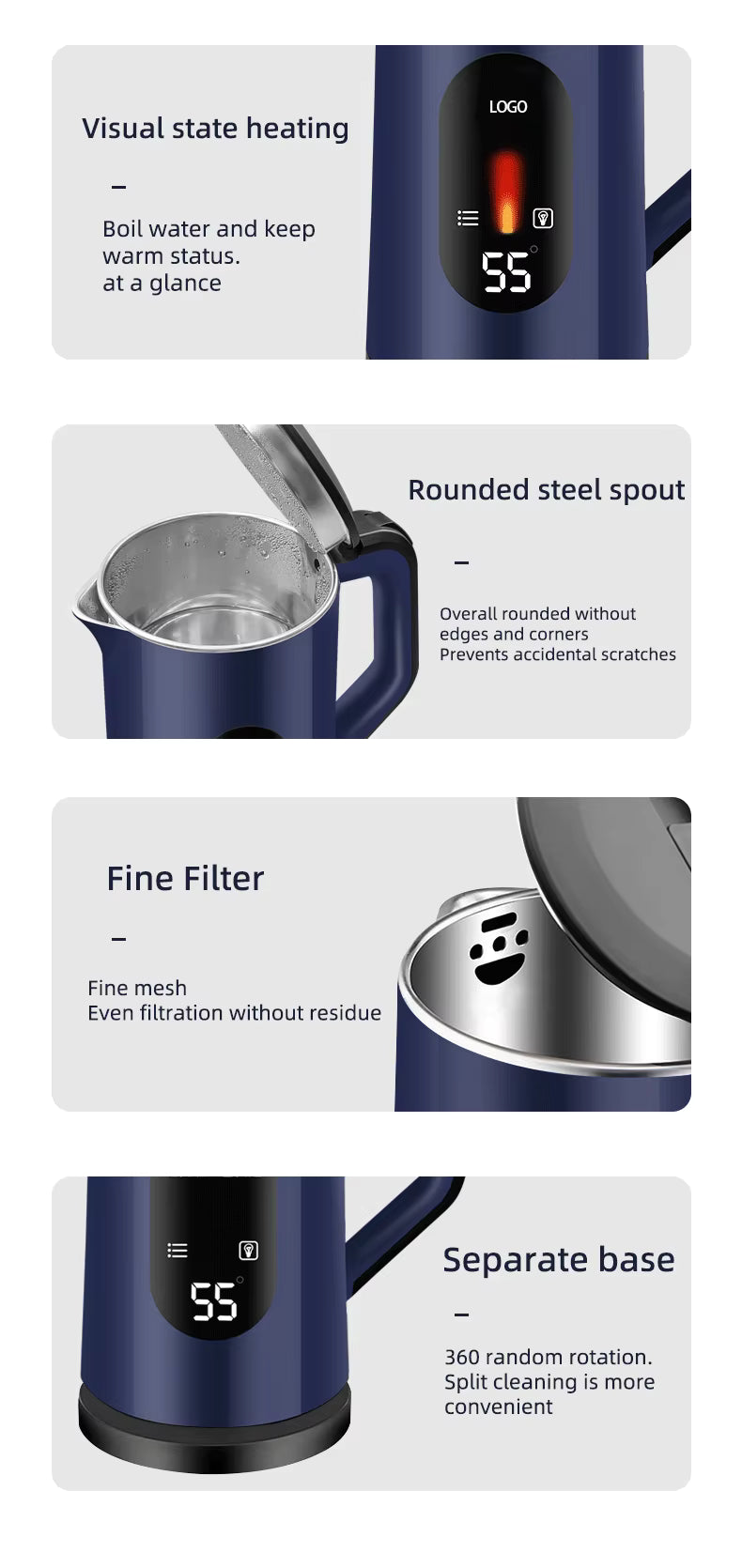 Smart Electric Kettle with Temperature Control - 24H Keep Warm | LED Display | 55dB Quiet | Ghana