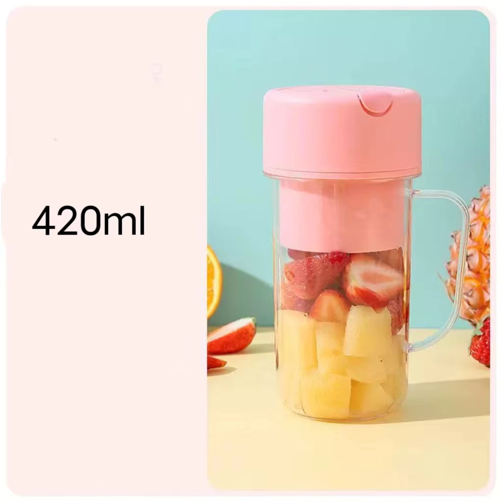 Portable Mini Juicer Blender 420ml - USB Rechargeable with Straw | 22000 RPM Low Noise | Ghana