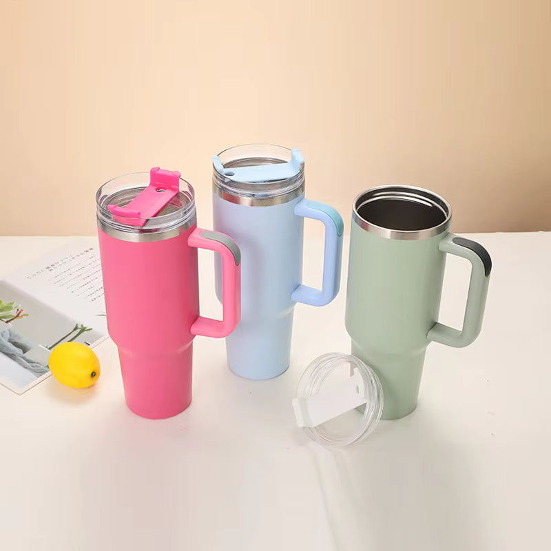 LMETJMA 40oz Stainless Steel Mug with Straw - Eco-Friendly Coffee & Beer Mug | Model JT999