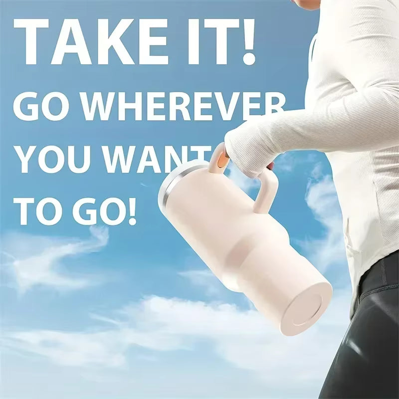 1200ml/40oz Stainless Steel Vacuum Flask with Handle - 8-10 Hour Insulation | Wide Mouth