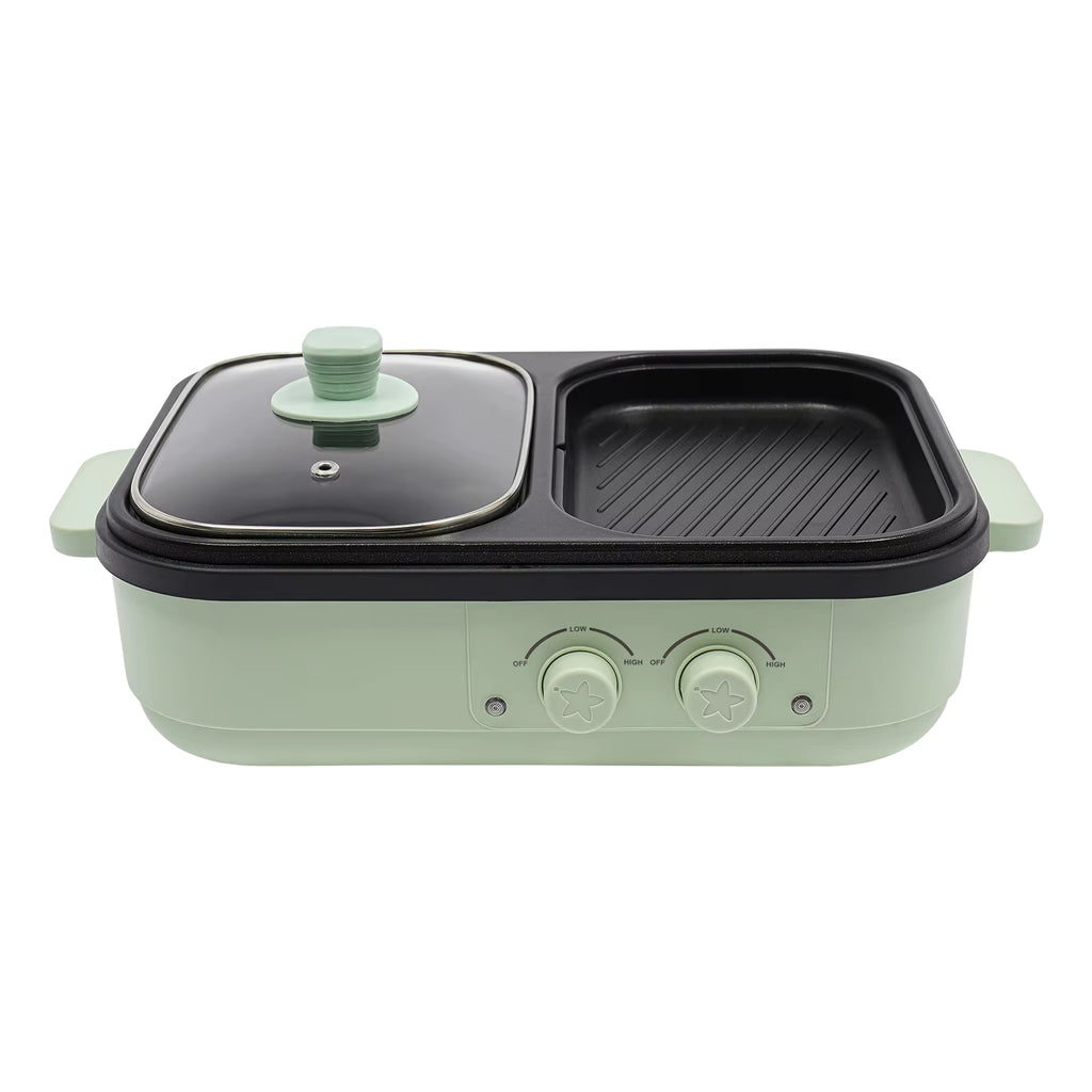 2-in-1 Electric Hot Pot & Grill 1300W - Dual Temperature Control Cooker | 1.2L Capacity