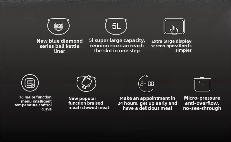 SUPOR Luxury Smart Rice Cooker 5L - 16 Functions with LCD & 24Hr Timer | Model SF50FC973