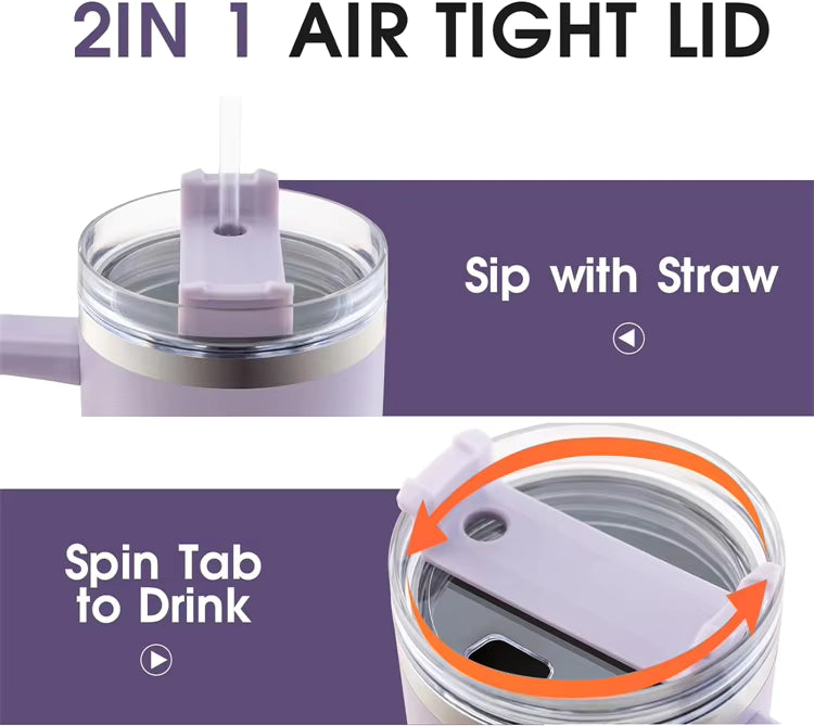 LMETJMA 40oz Stainless Steel Mug with Straw - Eco-Friendly Coffee & Beer Mug | Model JT999