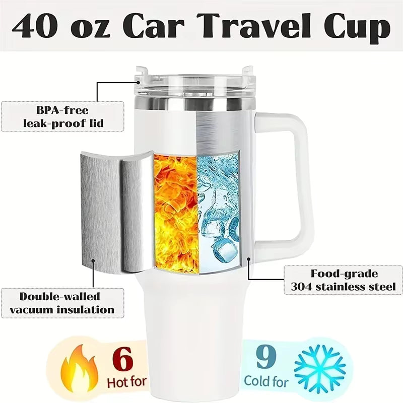 1200ml/40oz Stainless Steel Vacuum Flask with Handle - 8-10 Hour Insulation | Wide Mouth