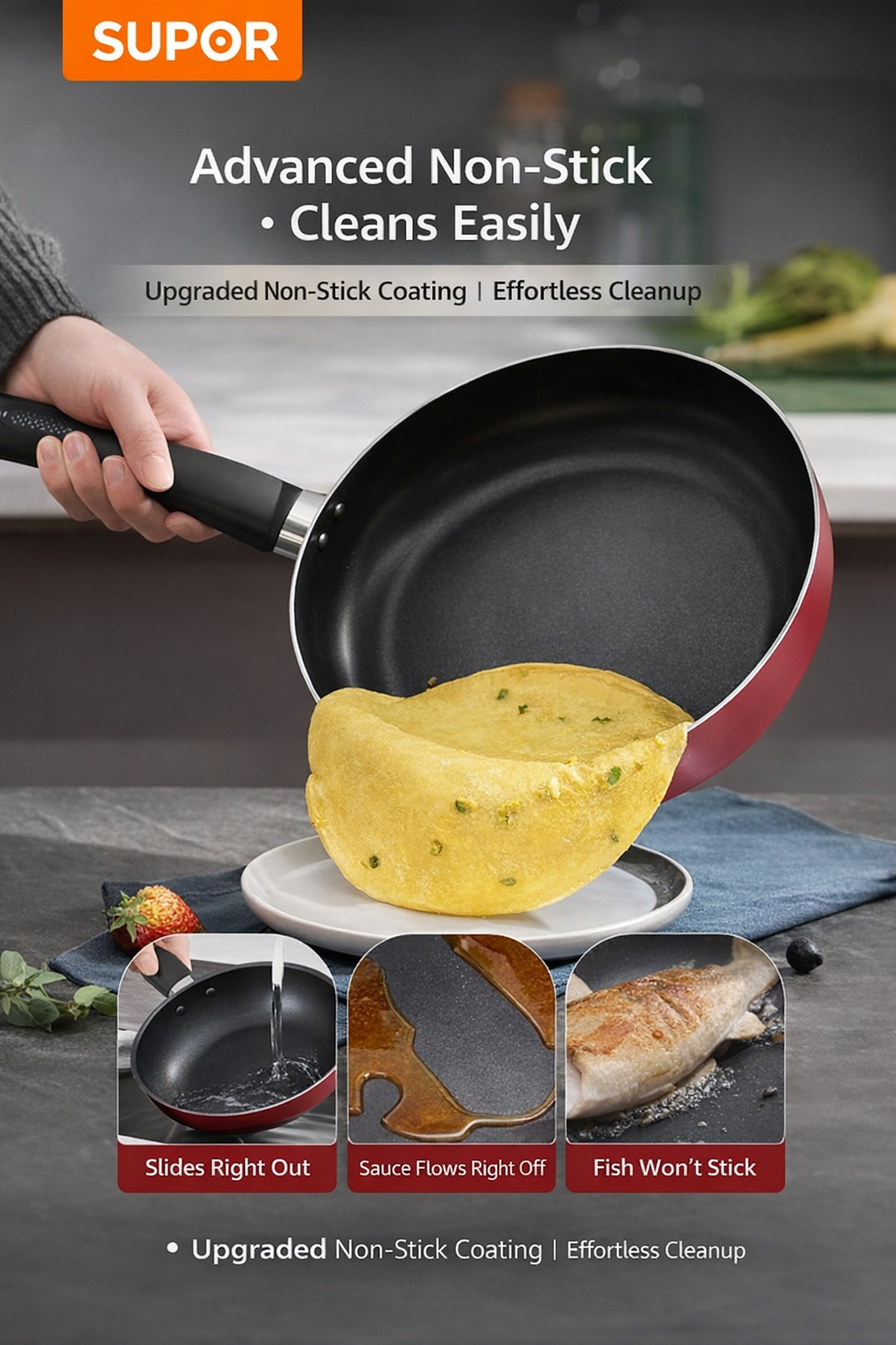 SUPOR UT-SP-003 Non-Stick Cookware Set - 5 Piece Pots & Pans | Gas & Induction Compatible