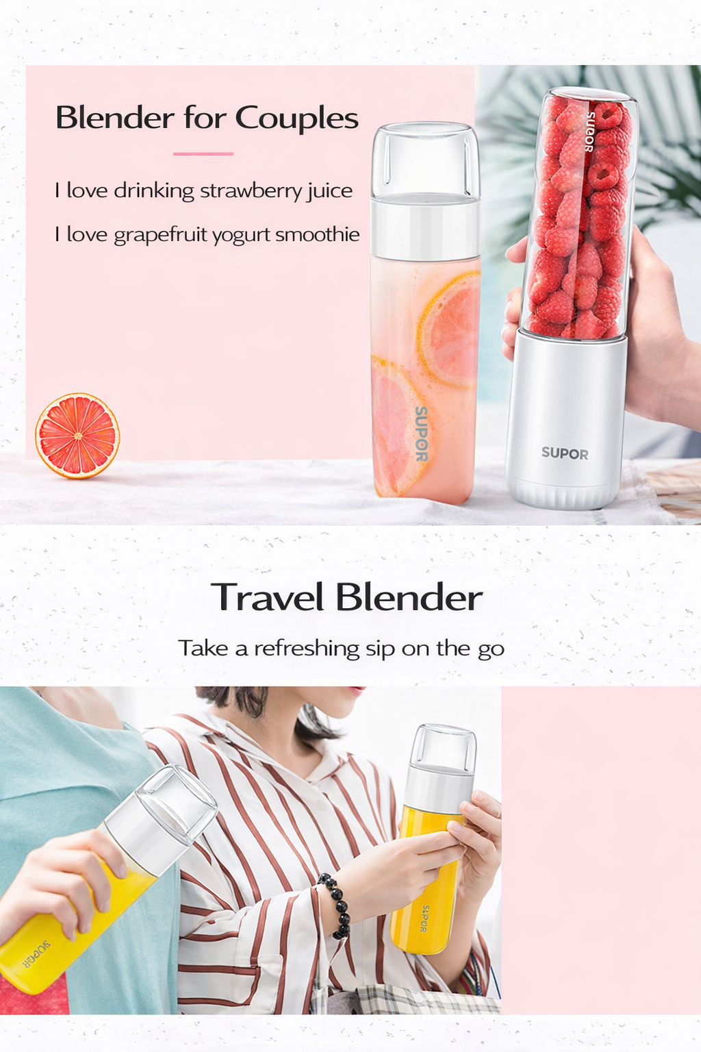 Portable Personal Blender 300ml - USB Rechargeable Smoothie Maker | Model TJE10C-150