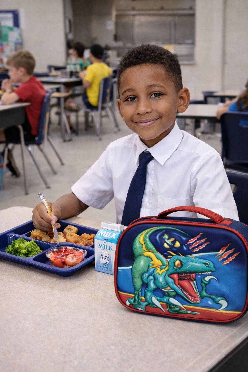 3-Piece Dinosaur Trolley School Backpack Set - Rolling Bag, Lunch Bag & Pencil Case | Boys School Bags