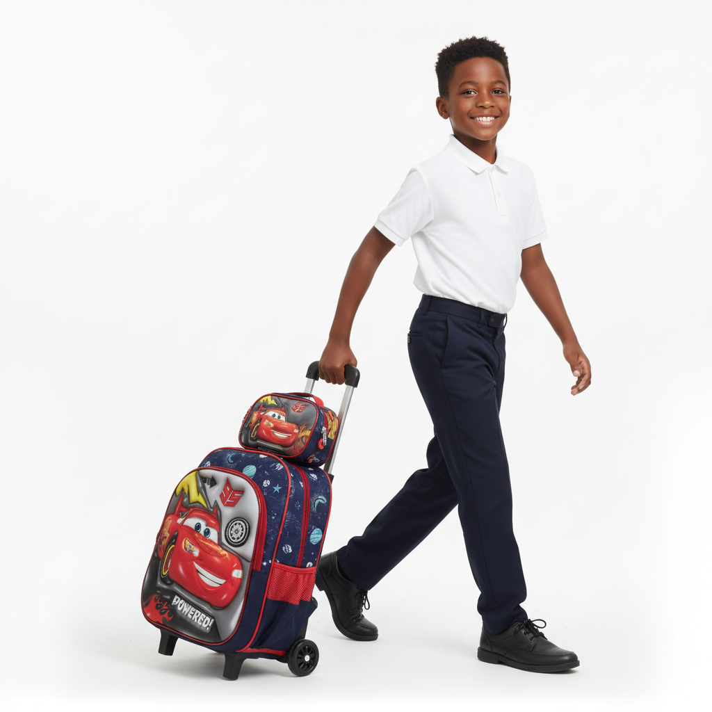 Boy Pulling Cars Lightning McQueen Trolley Backpack