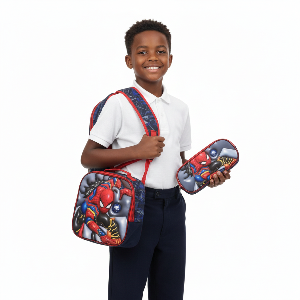 Boy with Spider-Man Backpack Set