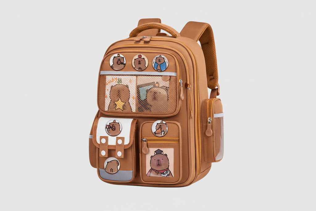 Clean kids school backpack studio photo