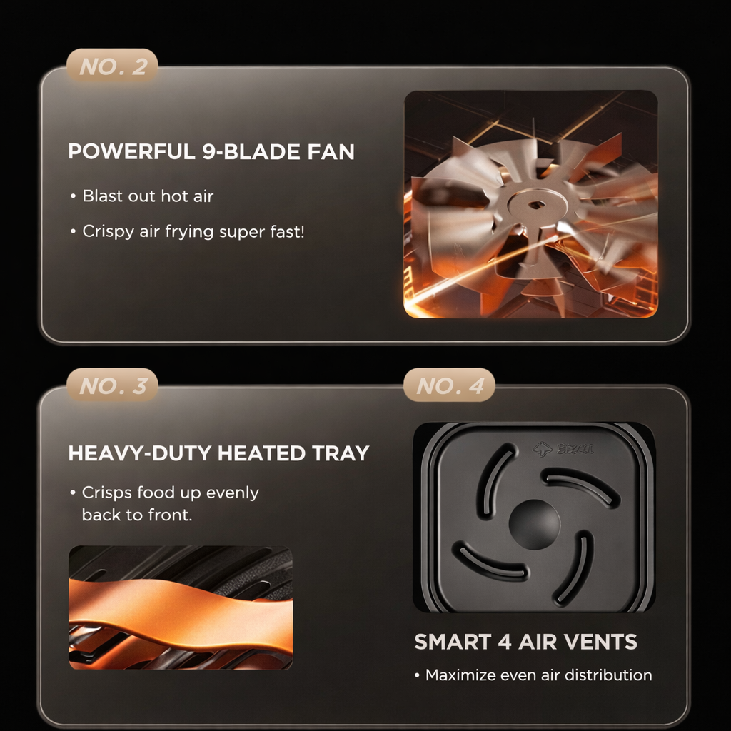 Bear 5L Air Fryer AF-5H15I52 - Glass Window, 360° Air Circulation | 1500W Cream