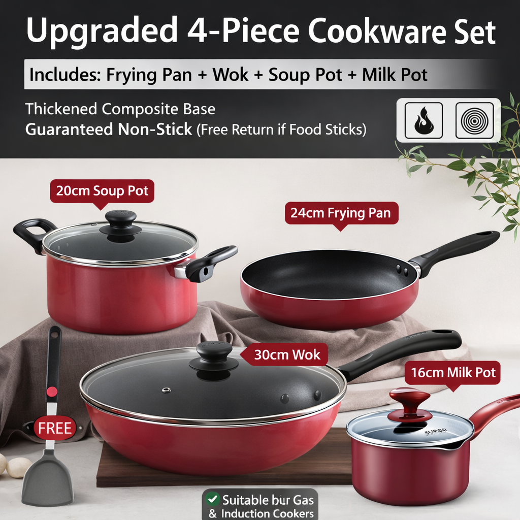 SUPOR UT-SP-003 Non-Stick Cookware Set - 5 Piece Pots & Pans | Gas & Induction Compatible