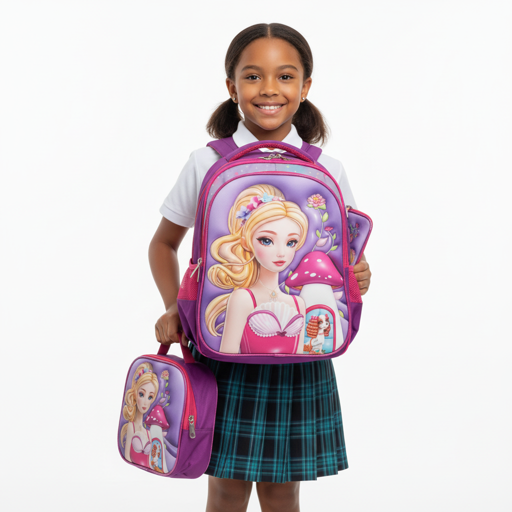 Girl with Princess Backpack Set