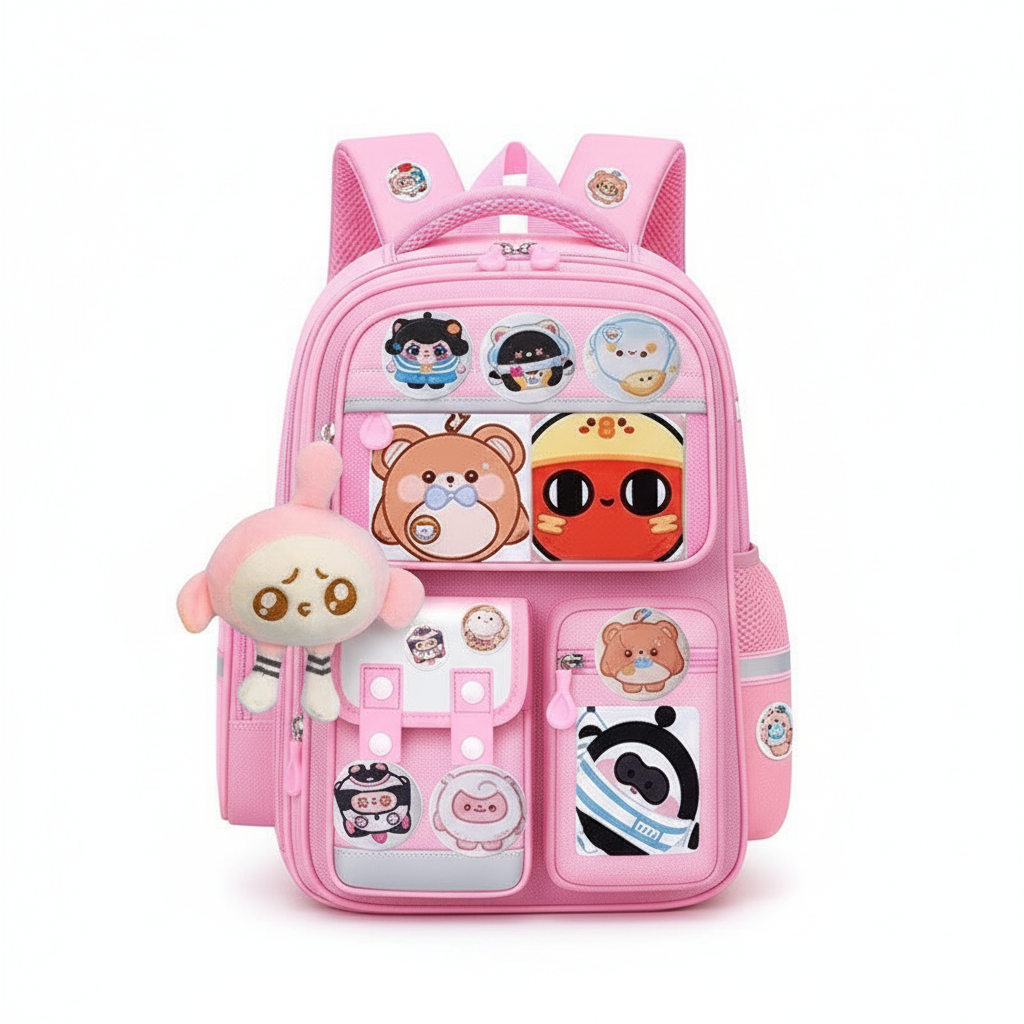 Pink Character Backpack - Studio White Background