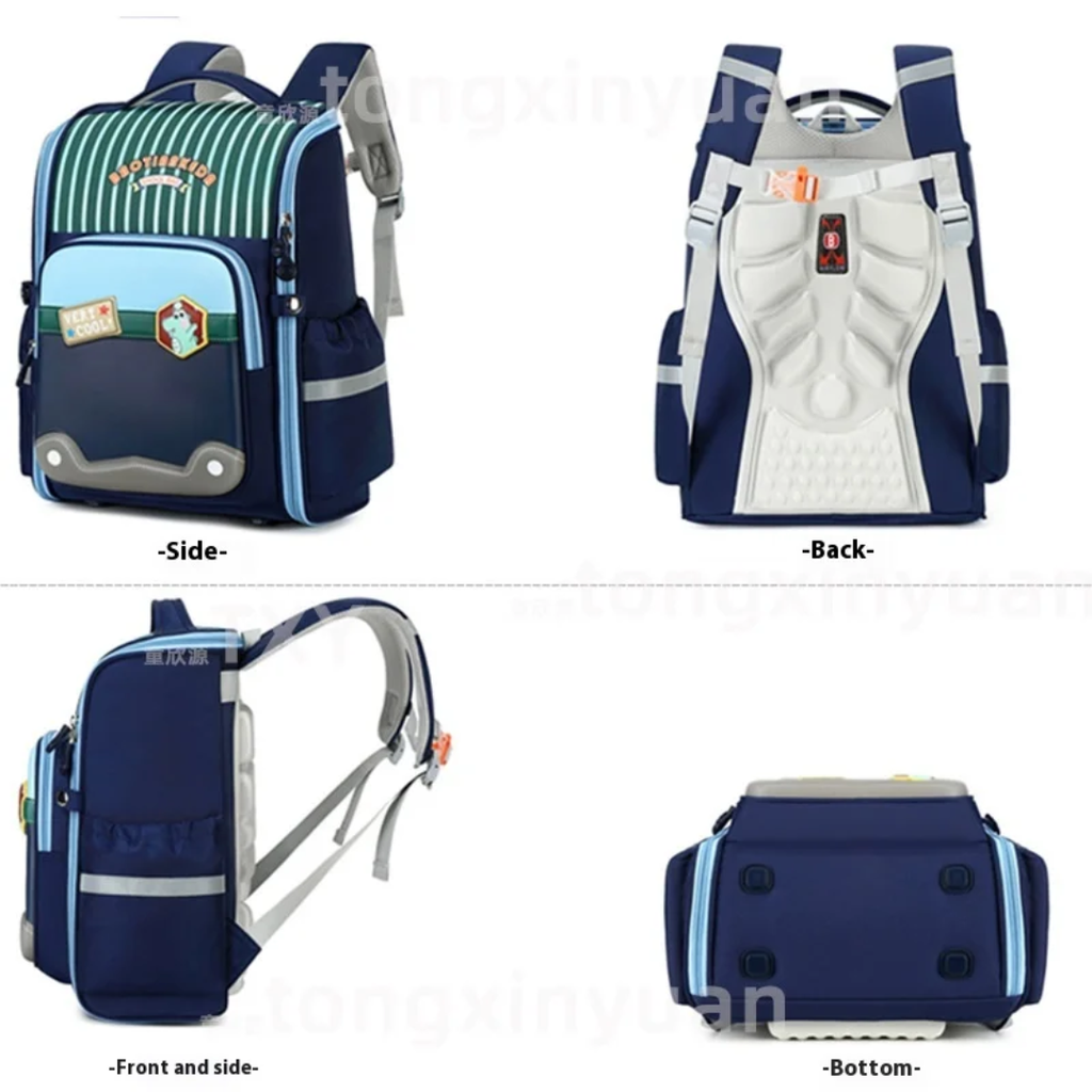 BAOTIANKEDA Premium Striped School Backpack - Multi-Compartment Kids Bag 40cm