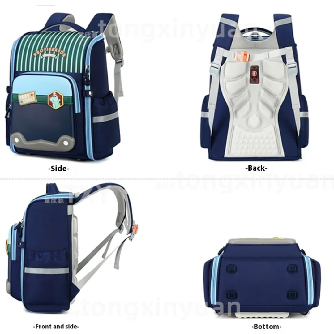 BAOTIANKEDA Premium Striped School Backpack - Multi-Compartment Kids Bag 40cm