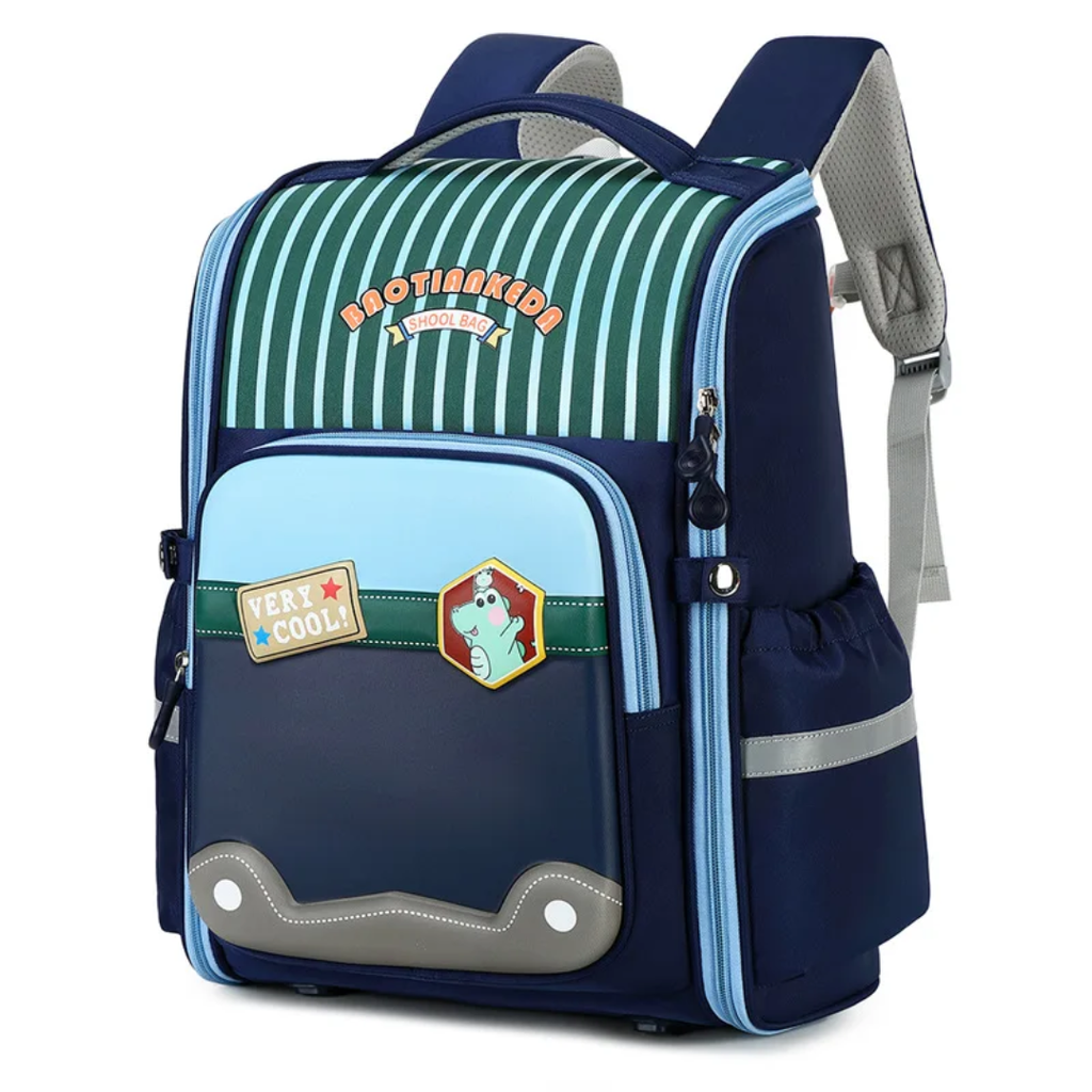 BAOTIANKEDA Premium Striped School Backpack - Multi-Compartment Kids Bag 40cm
