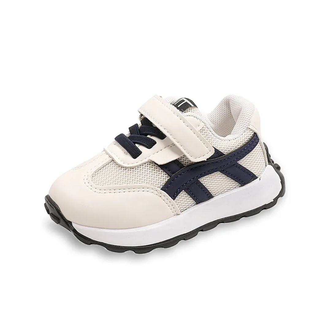 Kids Athletic Sneakers - Velcro Strap Running Shoes (Brown/Green/White)