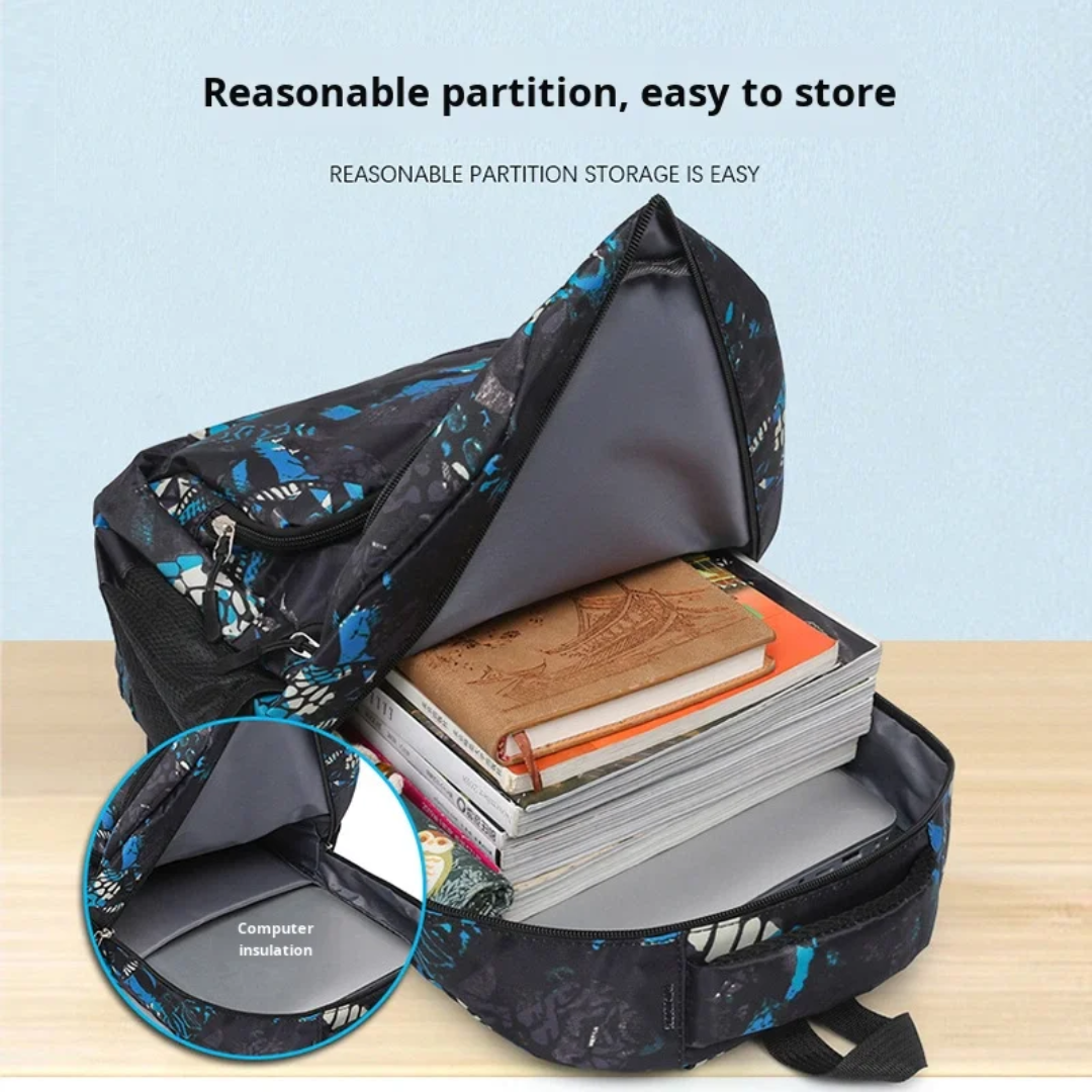 Durable® 3-Piece Butterfly School Backpack Set - Complete Bundle with Lunch Bag & Pencil Case