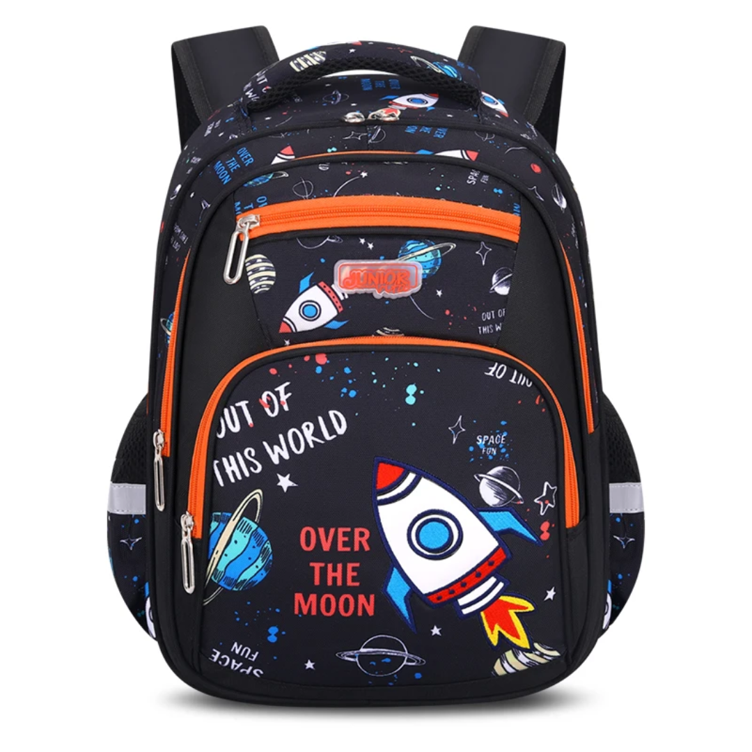 Space Adventure Kids School Backpack - Multi-Compartment Organizer Bag