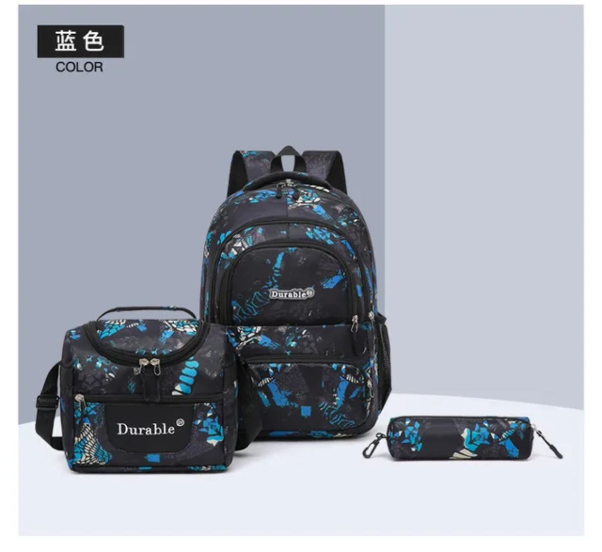 Durable® 3-Piece Butterfly School Backpack Set - Complete Bundle with Lunch Bag & Pencil Case