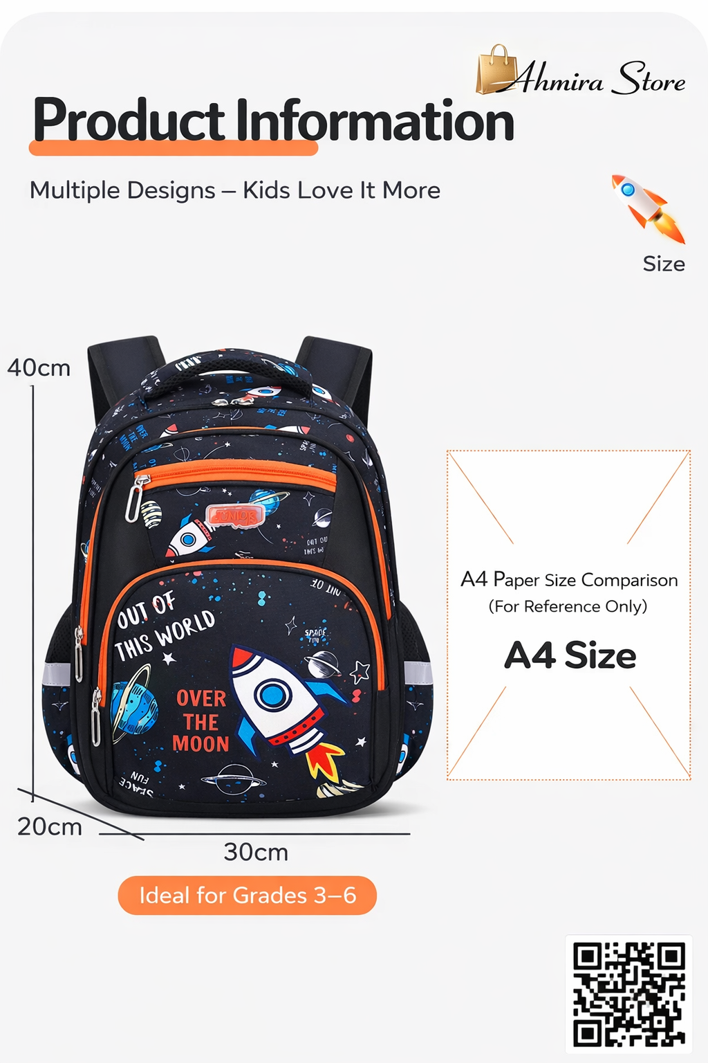 Space Adventure Kids School Backpack - Multi-Compartment Organizer Bag